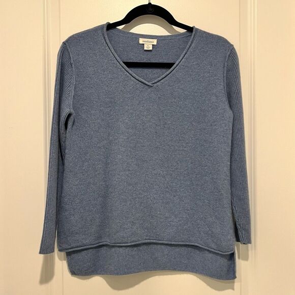 SUNDANCE Women’s Beloved Pullover V-Neck Sweater 100% Cashmere Size SP in Blue - Picture 2 of 13